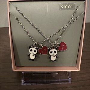 Panda BFF Necklace Set with Red Hearts NWT